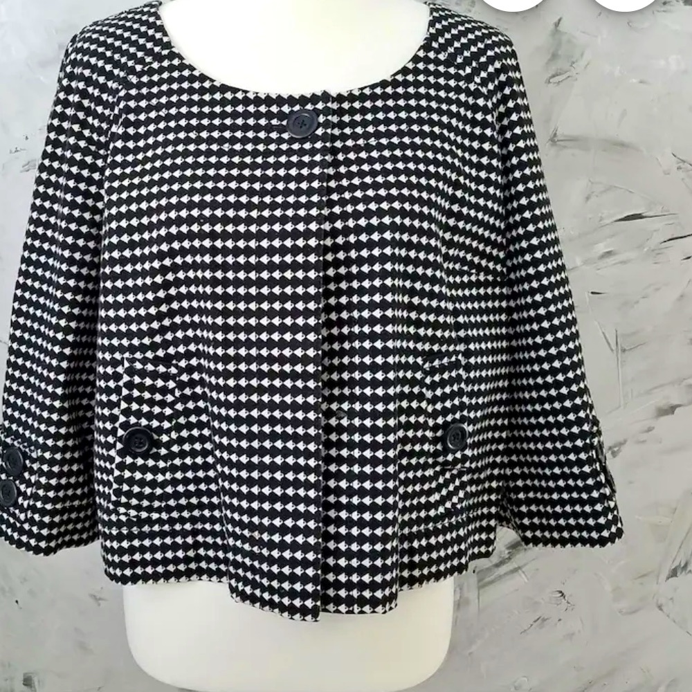 NWT LOFT Monochrome Geometric Pattern Jacket BLACK AND WHITE SIZE L